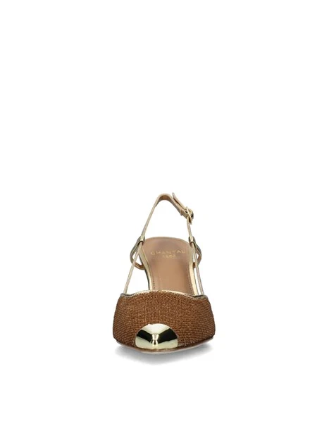 SLINGBACK IN PELLE CON TRAMA PAILLETTES DONNA ORO