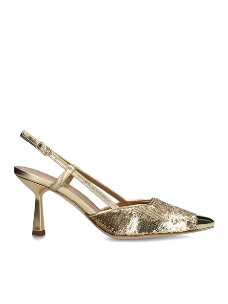 SLINGBACK IN PELLE CON TRAMA PAILLETTES DONNA ORO