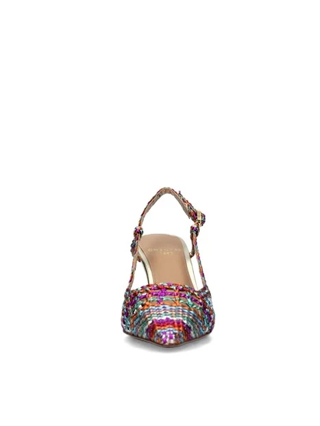 SLINGBACK MULTICOLORE CON INTRECCIO DONNA ARGENTO VIOLA