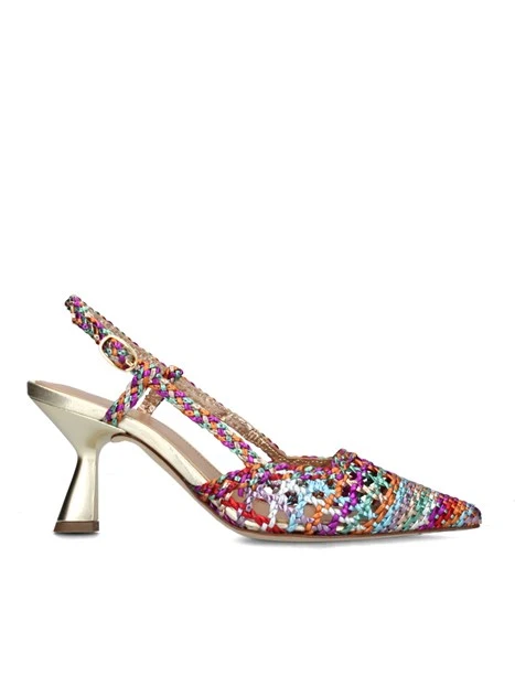 SLINGBACK MULTICOLORE CON INTRECCIO DONNA ARGENTO VIOLA