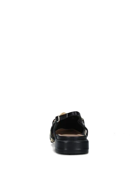 SLINGBACK CON CATENA RIVESTITA IN TESSUTO DONNA NERO ECRU