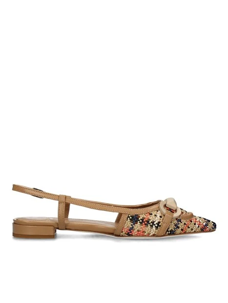 SLINGBACK MULTICOLORE CON TACCO BASSO DONNA BEIGE