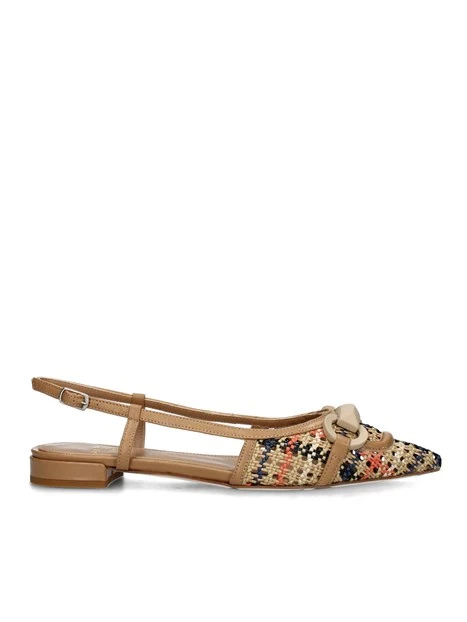 SLINGBACK MULTICOLORE CON TACCO BASSO DONNA BEIGE