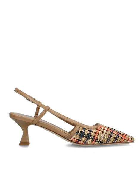 SLINGBACK CON RICAMI COLORATI DONNA BEIGE