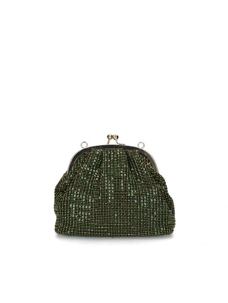 POCHETTE CON TRAMA IN STRASS E TRACOLLINA DONNA VERDE