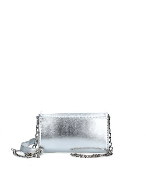 POCHETTE LAMINATA CON TRACOLLINA IN CATENA DONNA ARGENTO