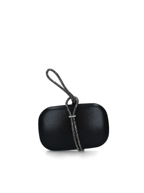 POCHETTE CON MANICO IN STRASS DONNA NERO