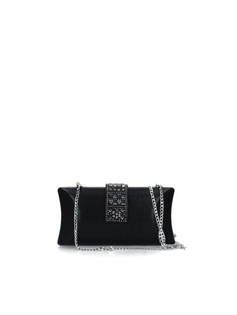 POCHETTE CON STRASS MULTIFORME DONNA NERO