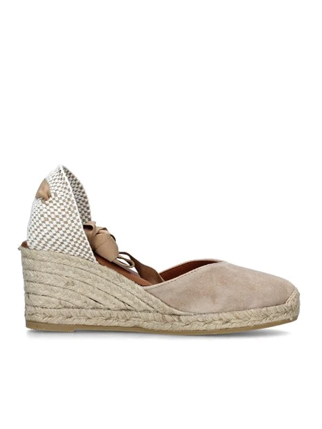 ESPADRILLAS CON ZEPPA E LACCETTO DONNA BEIGE