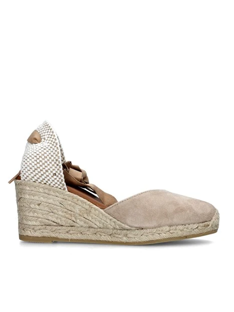 ESPADRILLAS CON ZEPPA E LACCETTO DONNA BEIGE