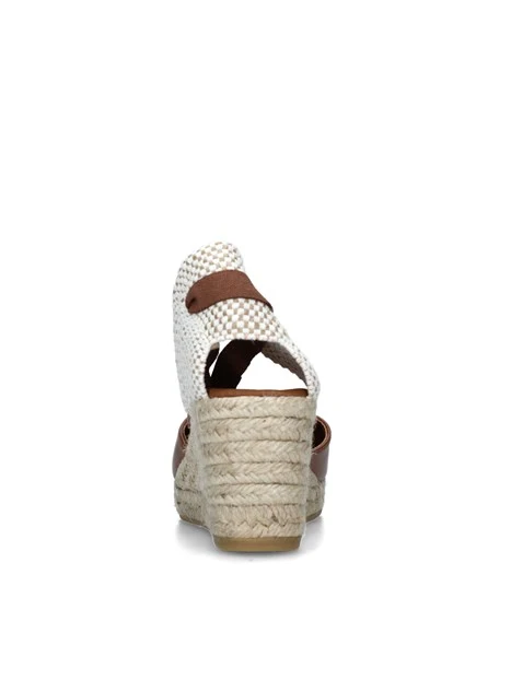 ESPADRILLAS CON ZEPPA E LACCETTO DONNA CUOIO