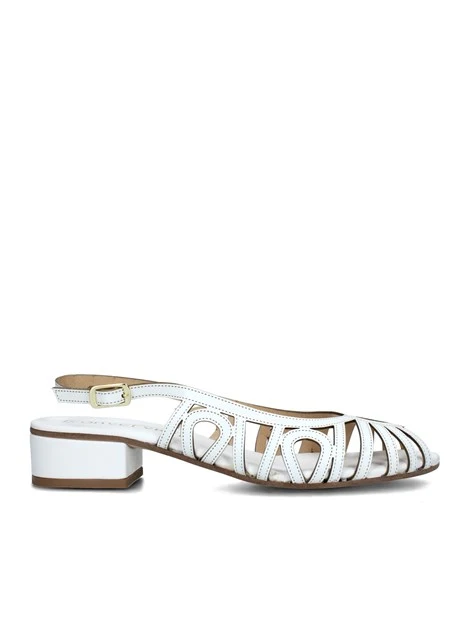 SANDALI TACCO BASSO IN PELLE RAGNETTO DONNA BIANCO