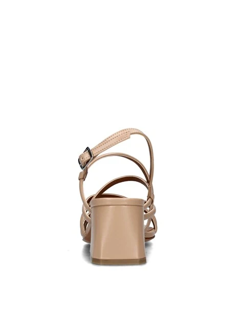 SANDALI TACCO ALTO CON FASCETTE INTRECCIATE DONNA BEIGE