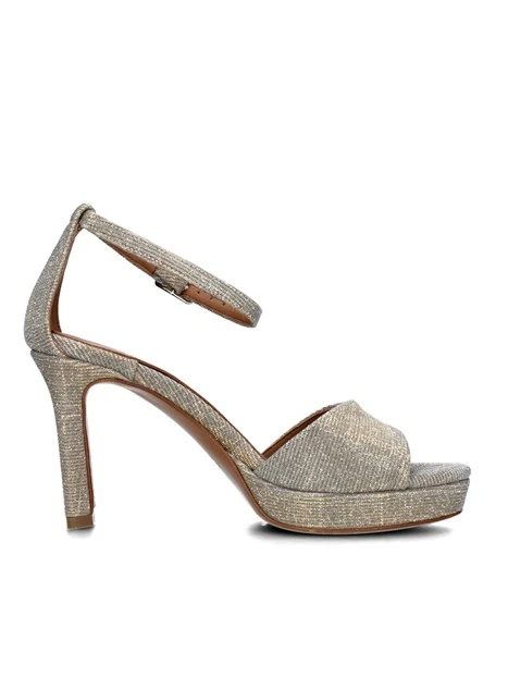 SANDALI TACCO ALTO EFFETTO GLITTER DONNA BEIGE