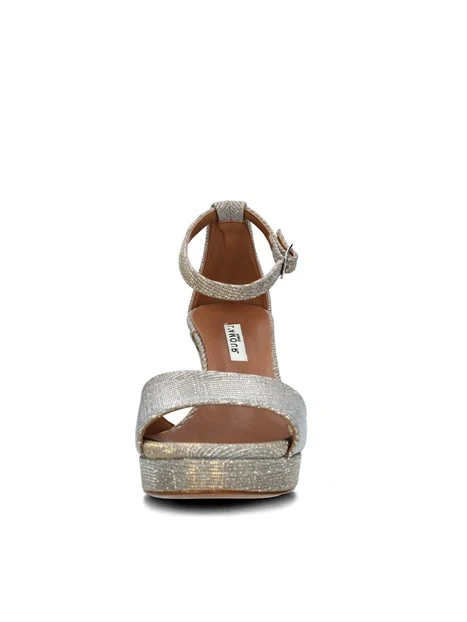 SANDALI TACCO ALTO EFFETTO GLITTER DONNA BEIGE