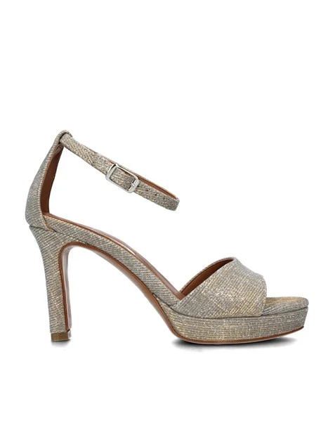 SANDALI TACCO ALTO EFFETTO GLITTER DONNA BEIGE