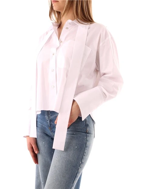 CAMICIA CROPPED CON SCIARPINA STACCABILE DONNA BIANCO