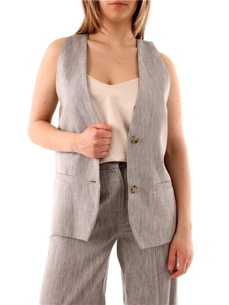 GILET IN MISTO COTONE DONNA GRIGIO