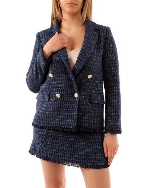 GIACCA BLAZER DOPPIOPETTO IN STUOIA DONNA BLU