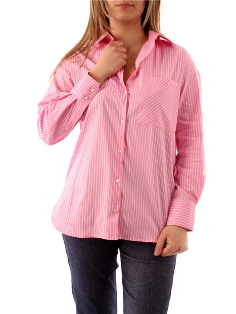 CAMICIA OVERSIZE A RIGHE DONNA ROSA