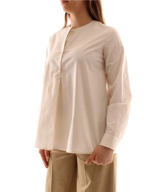 BLUSA GIROCOLLO IN PURO COTONE DONNA BURRO