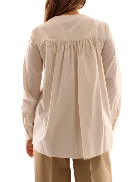 BLUSA GIROCOLLO IN PURO COTONE DONNA BURRO