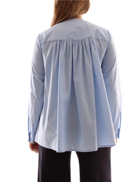 BLUSA GIROCOLLO IN PURO COTONE DONNA AZZURRO