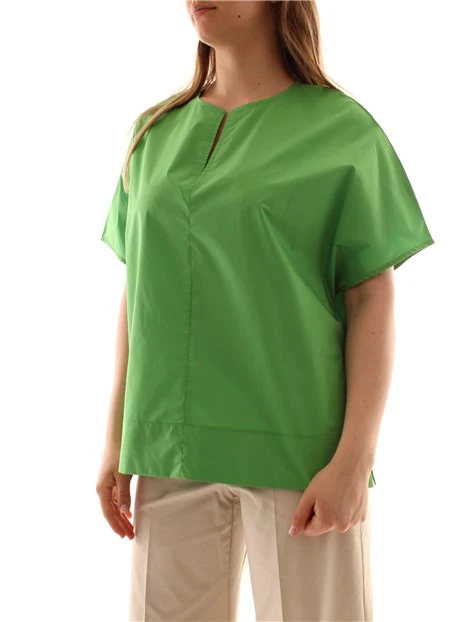 BLUSA CON SCOLLO A V E MANICHE CORTE DONNA VERDE