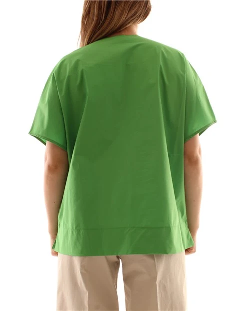 BLUSA CON SCOLLO A V E MANICHE CORTE DONNA VERDE