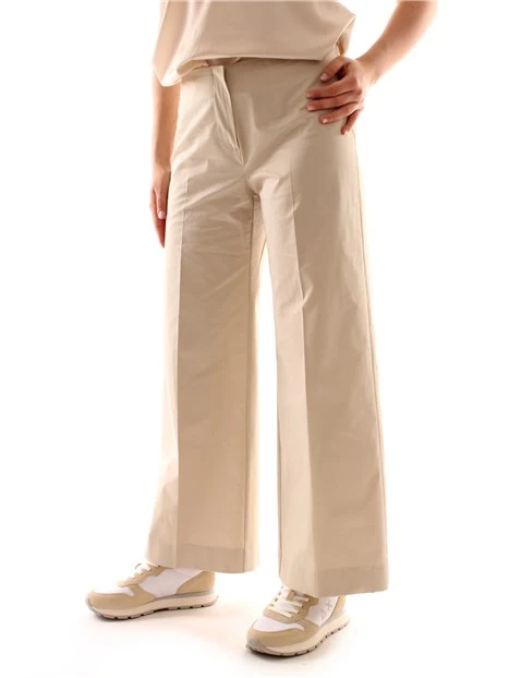 PANTALONI PALAZZO IN GABARDINE DI COTONE DONNA BURRO