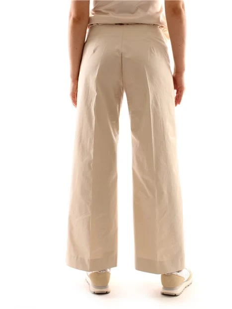 PANTALONI PALAZZO IN GABARDINE DI COTONE DONNA BURRO