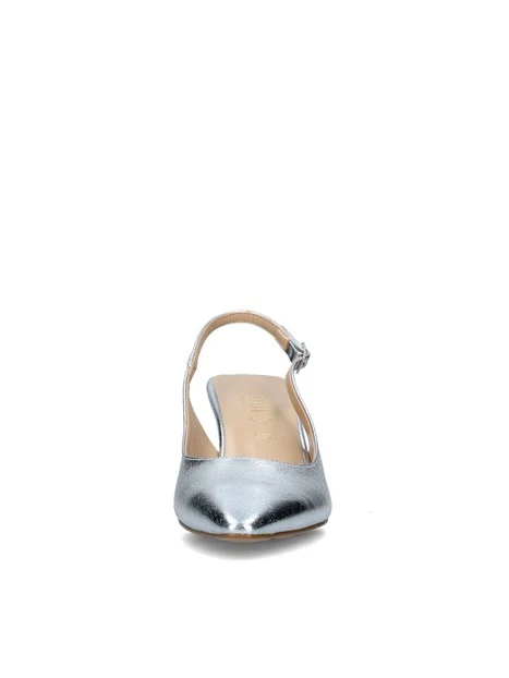 SLINGBACK CON TACCO E SOLETTA IN PELLE DONNA ARGENTO