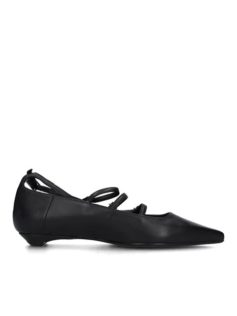SLINGBACK IN PELLE CON CINTURINI DONNA NERO