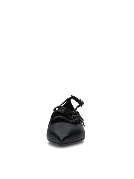SLINGBACK IN PELLE CON CINTURINI DONNA NERO