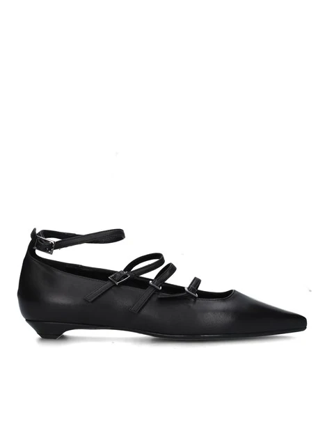 SLINGBACK IN PELLE CON CINTURINI DONNA NERO