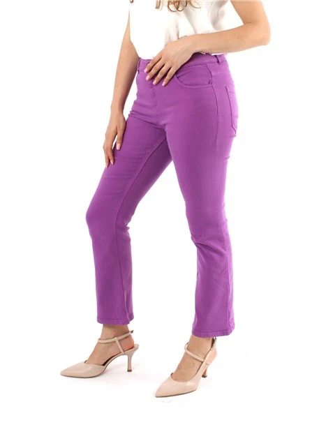 PANTALONI CROPPED A ZAMPA IN GABARDINA STRETCH DONNA VIOLA