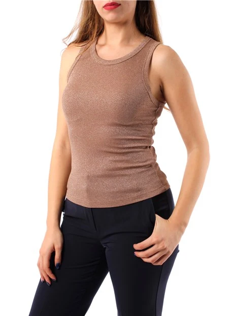 TOP A COSTE IN LUREX DONNA MARRONE