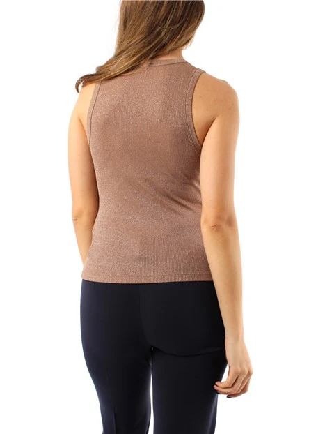 TOP A COSTE IN LUREX DONNA MARRONE