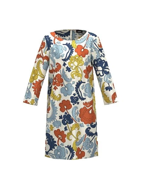 VESTITO CORTO A FANTASIA FLOREALE MULTICOLORE DONNA GIALLO