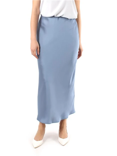 GONNA LUNGA IN RASO DONNA AZZURRO