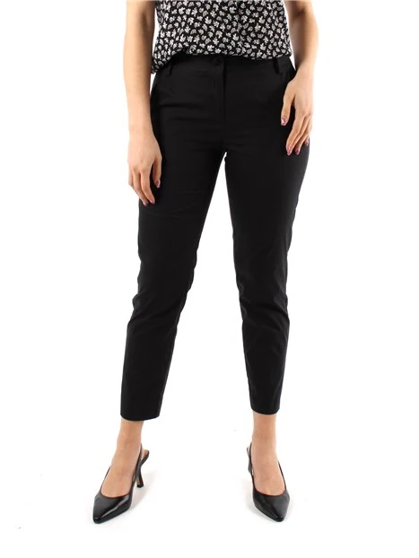 PANTALONI CHINO IN POPELINE DI COTONE DONNA NERO