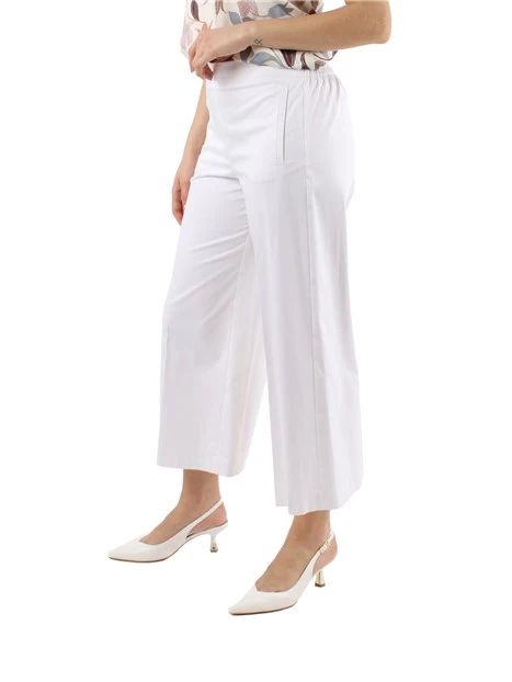 PANTALONI CROPPED DRITTI IN RASO DONNA BIANCO