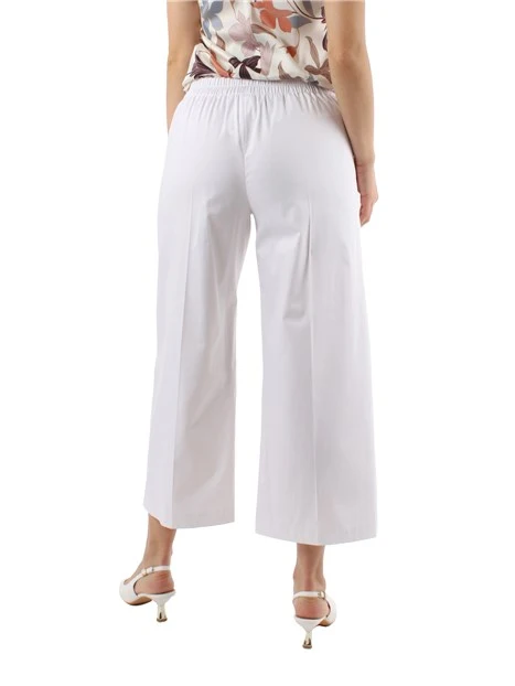 PANTALONI CROPPED DRITTI IN RASO DONNA BIANCO
