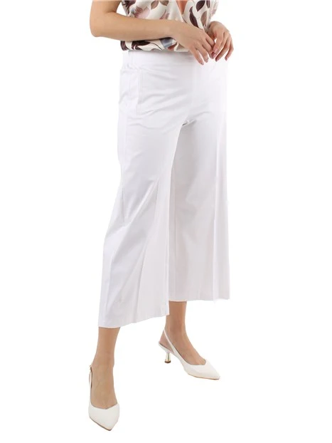 PANTALONI CROPPED DRITTI IN RASO DONNA BIANCO