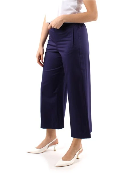 PANTALONI CROPPED DRITTI IN RASO DONNA BLU