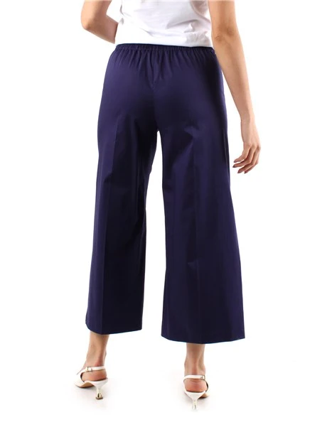 PANTALONI CROPPED DRITTI IN RASO DONNA BLU