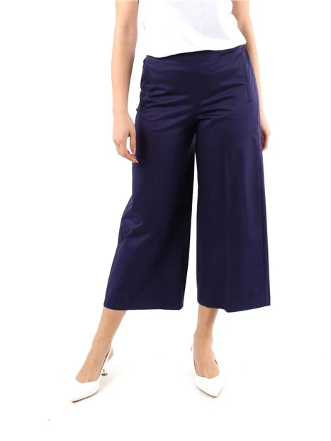 PANTALONI CROPPED DRITTI IN RASO DONNA BLU