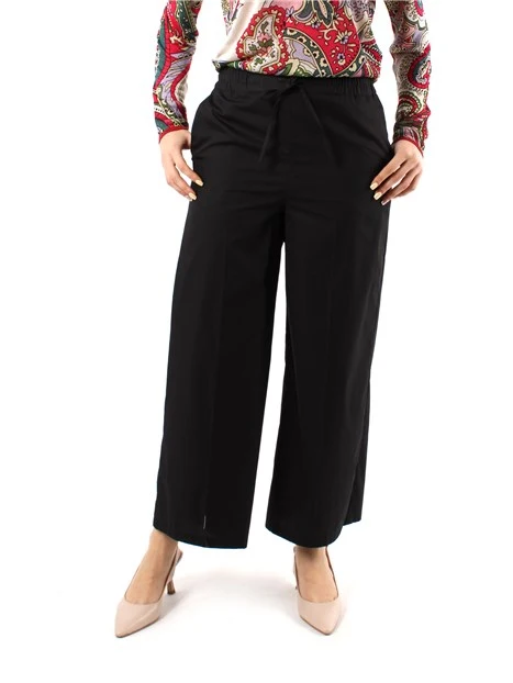 PANTALONI CROPPED CON COULISSE IN VITA DONNA NERO