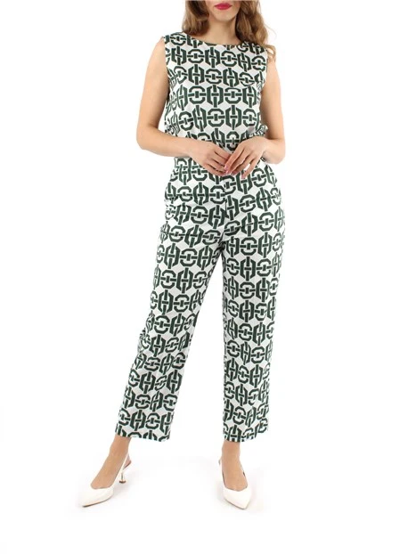 PANTALONI CROPPED CON FANTASIA GEOMETRICA DONNA VERDE