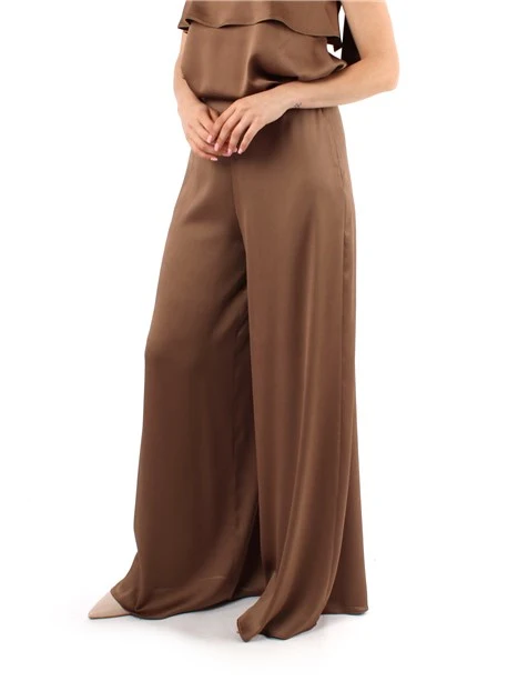 PANTALONI PALAZZO IN CREPONNE DONNA MARRONE